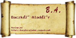 Baczkó Aladár névjegykártya